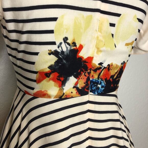 Anthropologie Corey Lynn Calter cream stripe floral asymmetrical dress size 2 - Picture 12 of 16